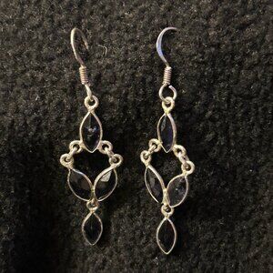 Purple Stone Drop Earrings